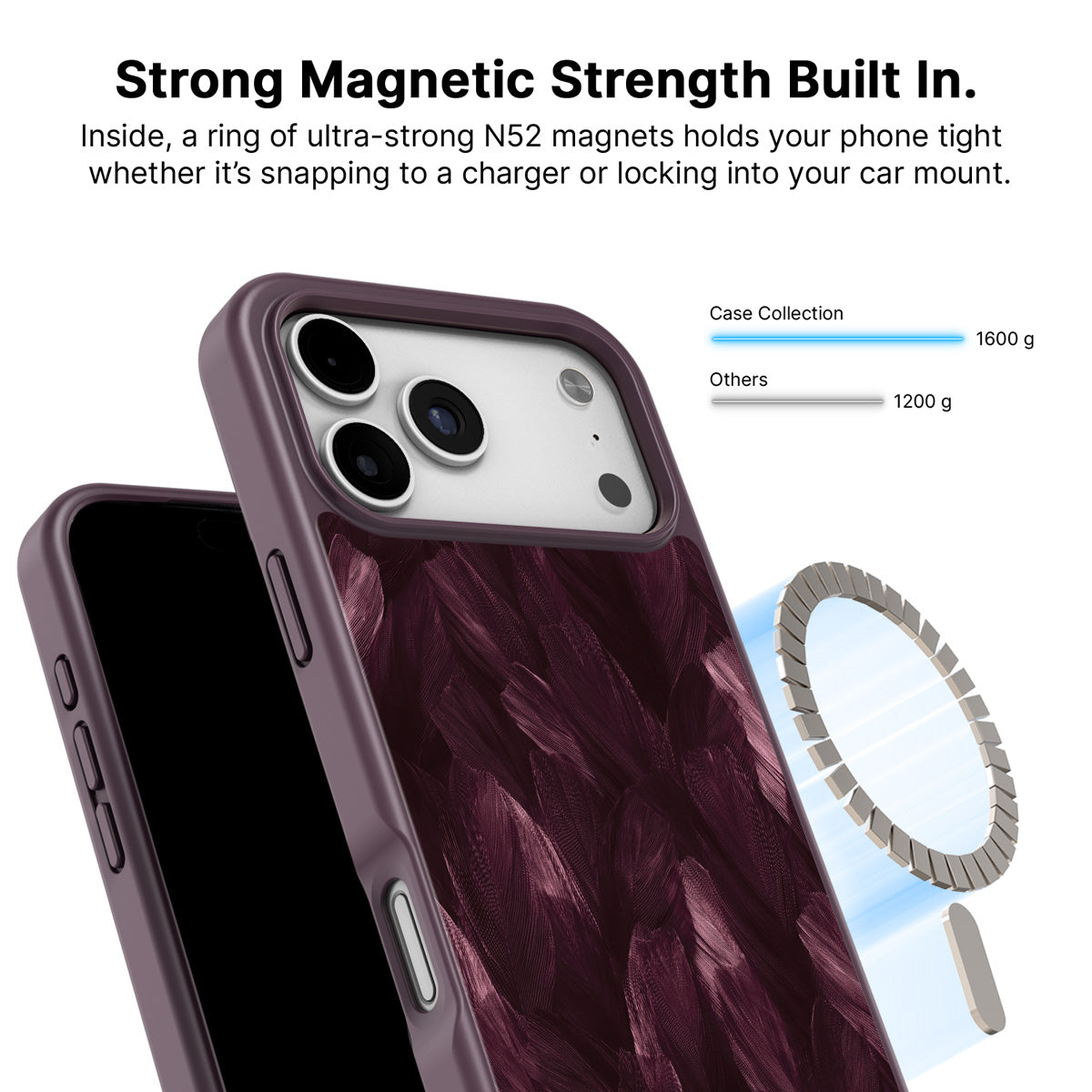 iPhone 17 Pro Max MagSafe case – Wine Plumage design