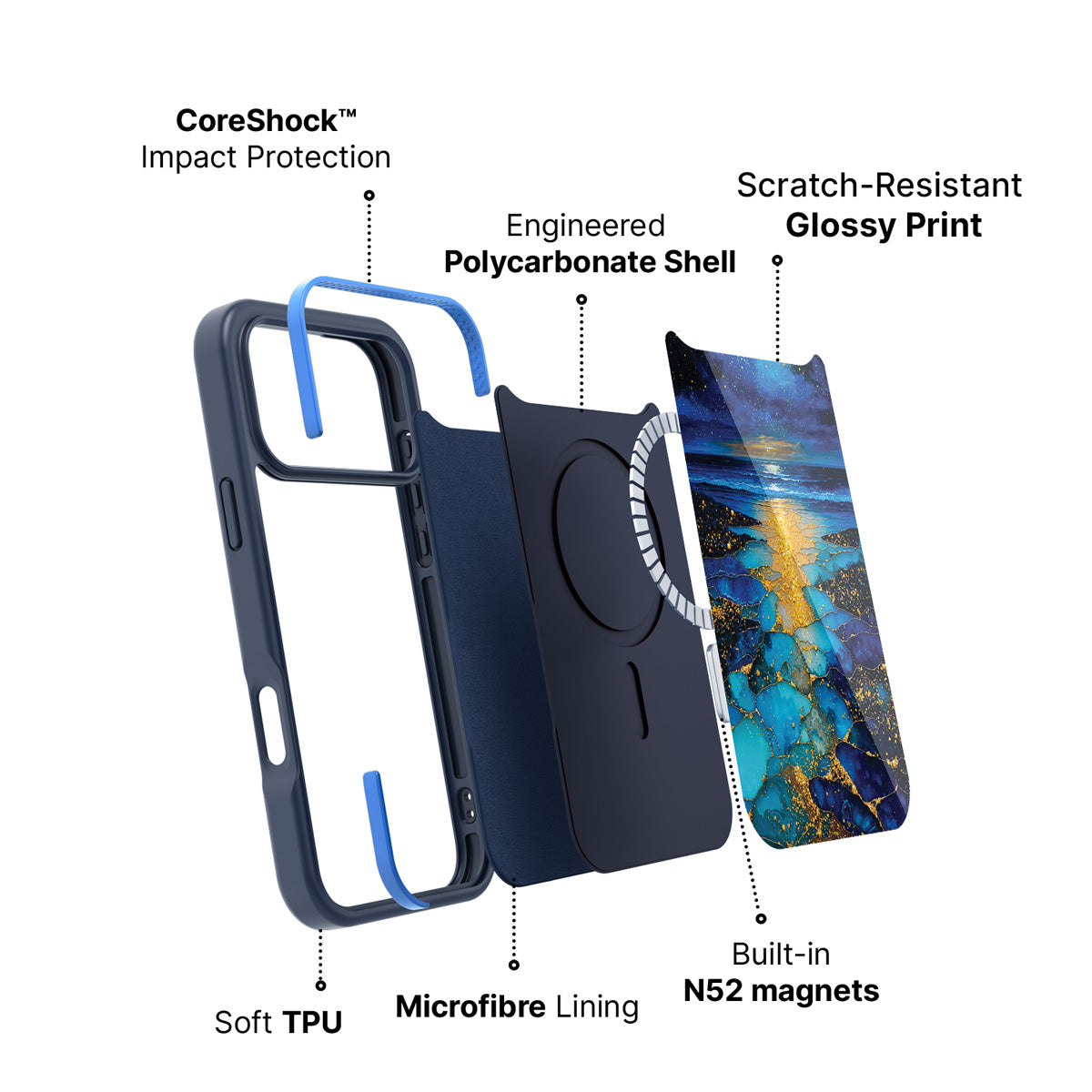 MagSafe case construction – Cosmic Seascape phone case