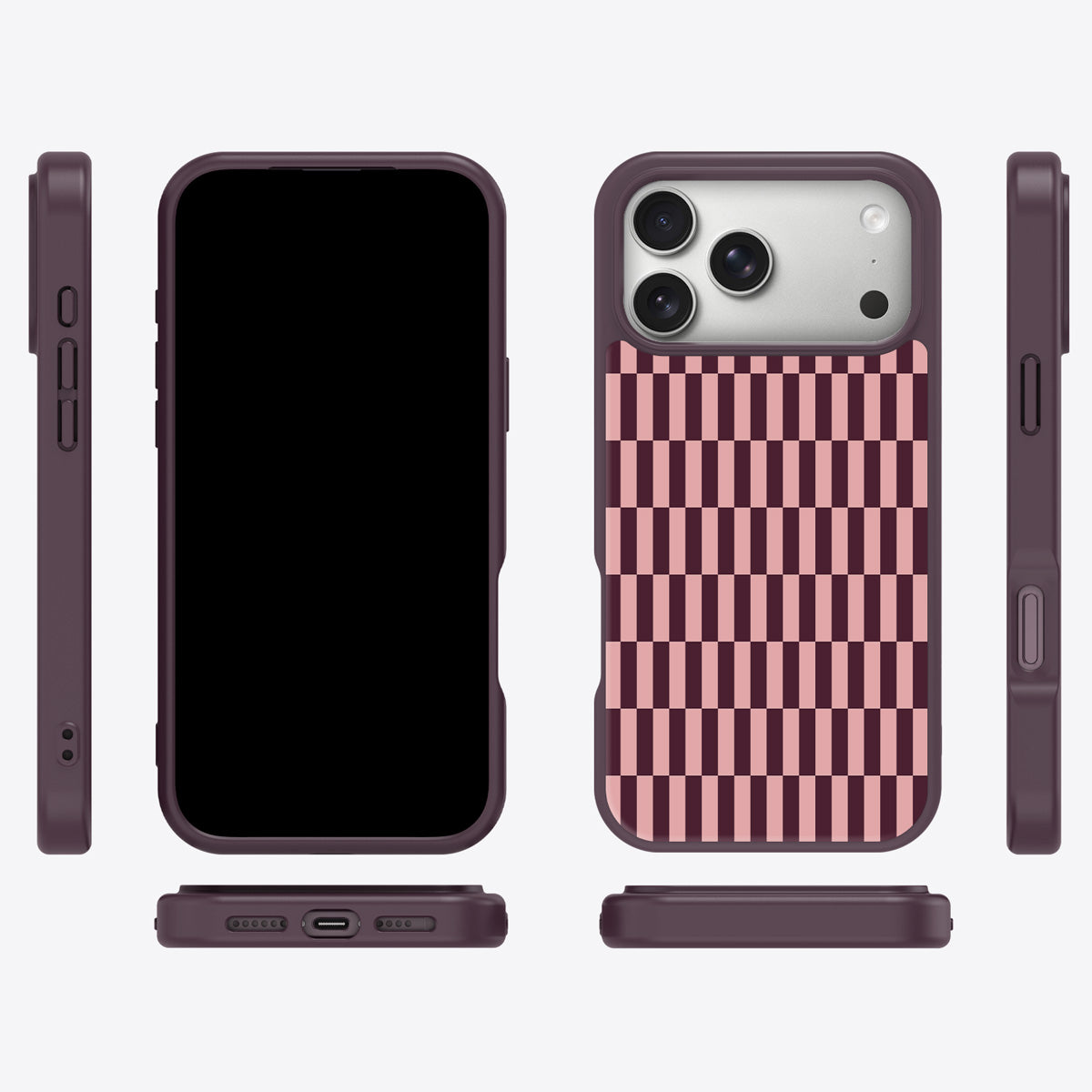 Garnet Stack iPhone 18 Pro case cover – multi-angle view