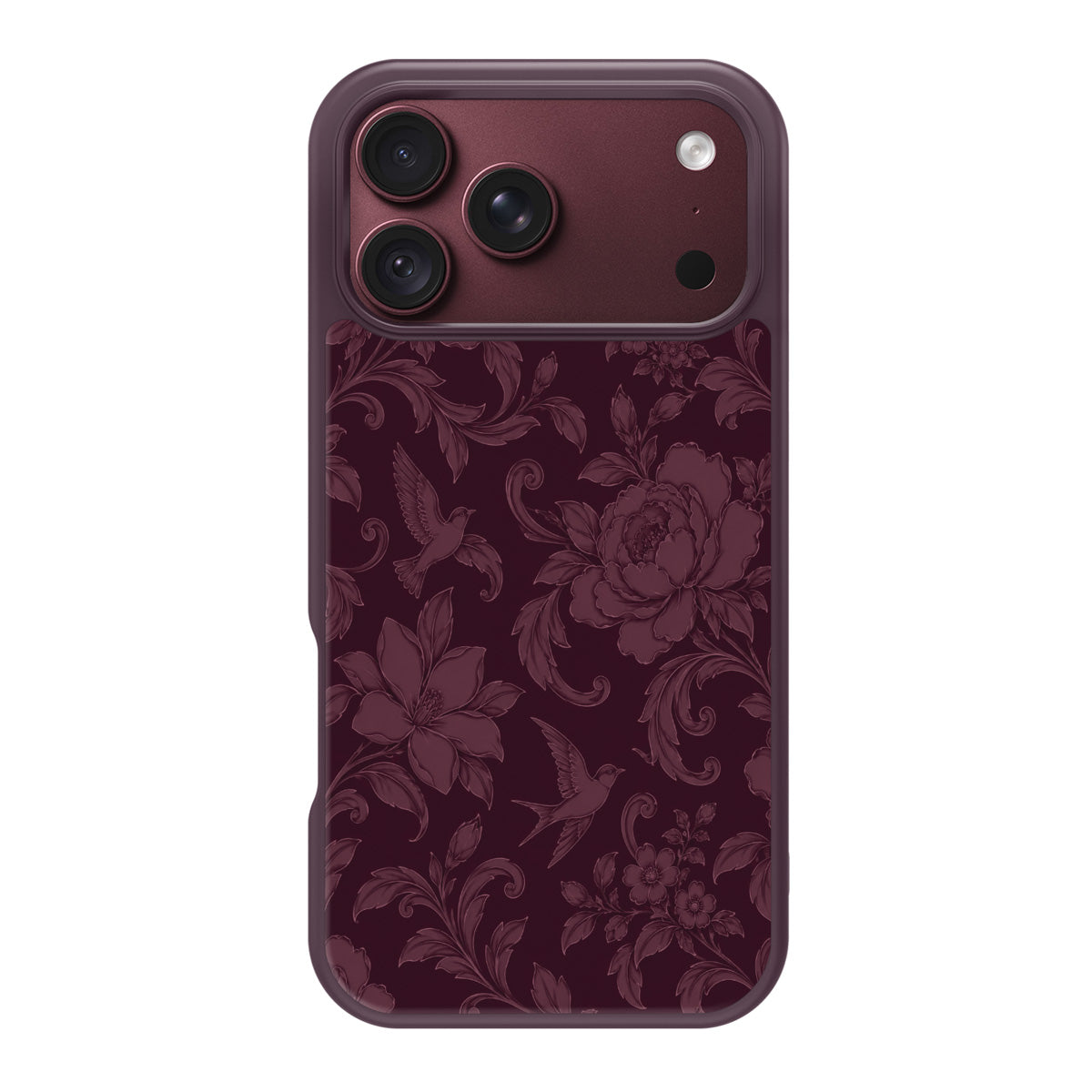 Swallow Damask design back view – iPhone 18 Pro case