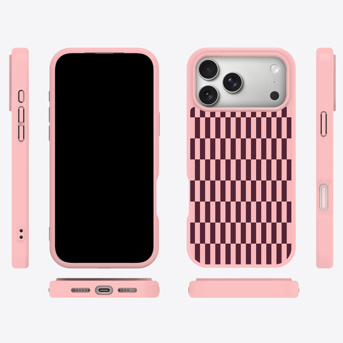 Claret Stack iPhone 18 Pro Max case cover – multi-angle view