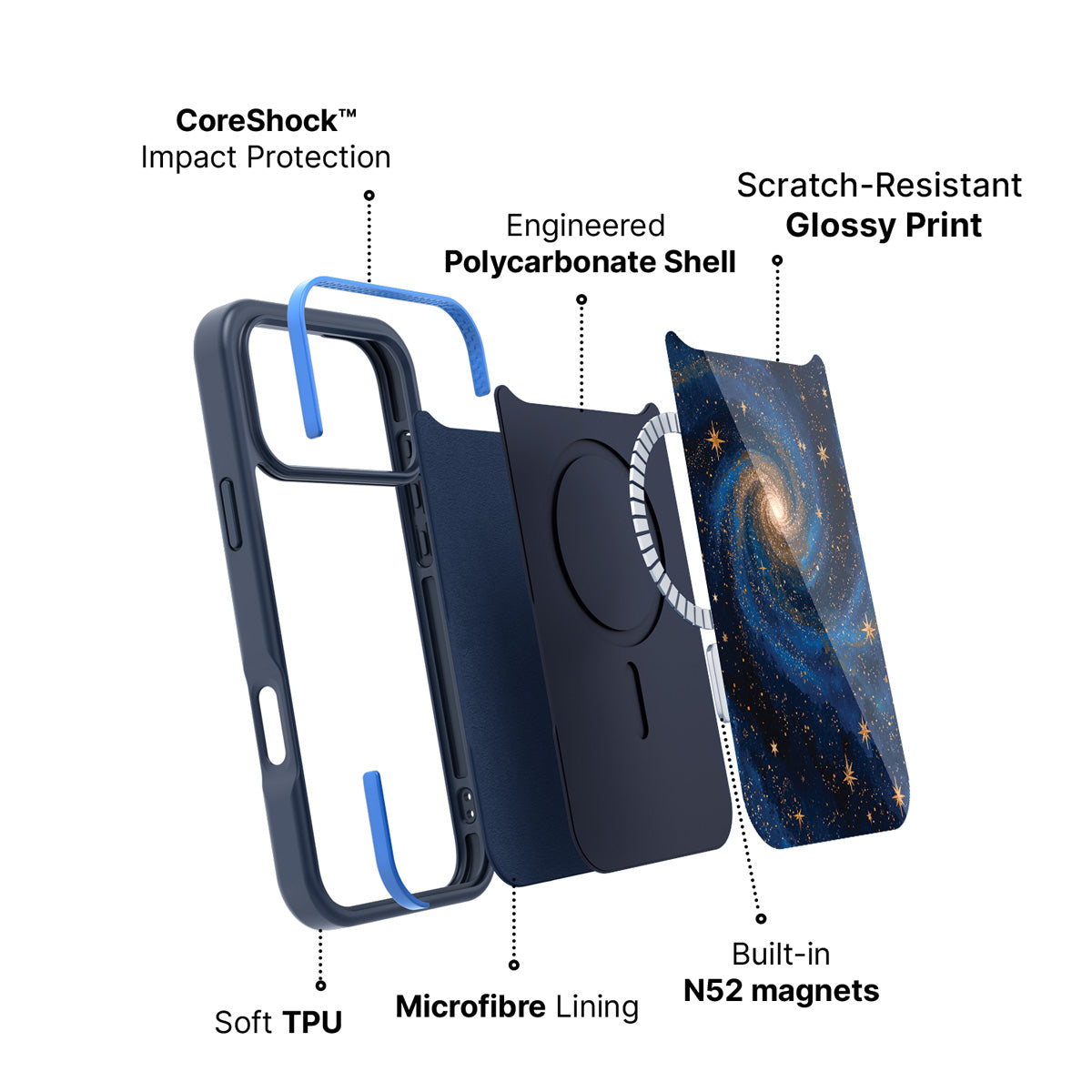 MagSafe case construction – Cosmic Tide phone case