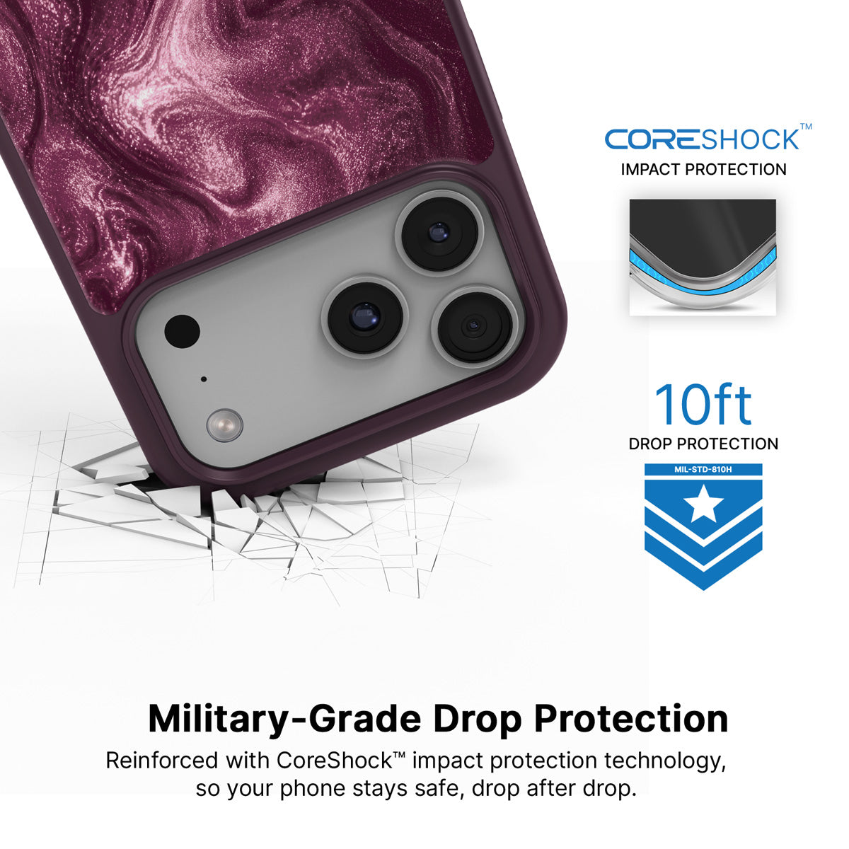 Wine Shimmer iPhone 18 Pro Max case with drop protection