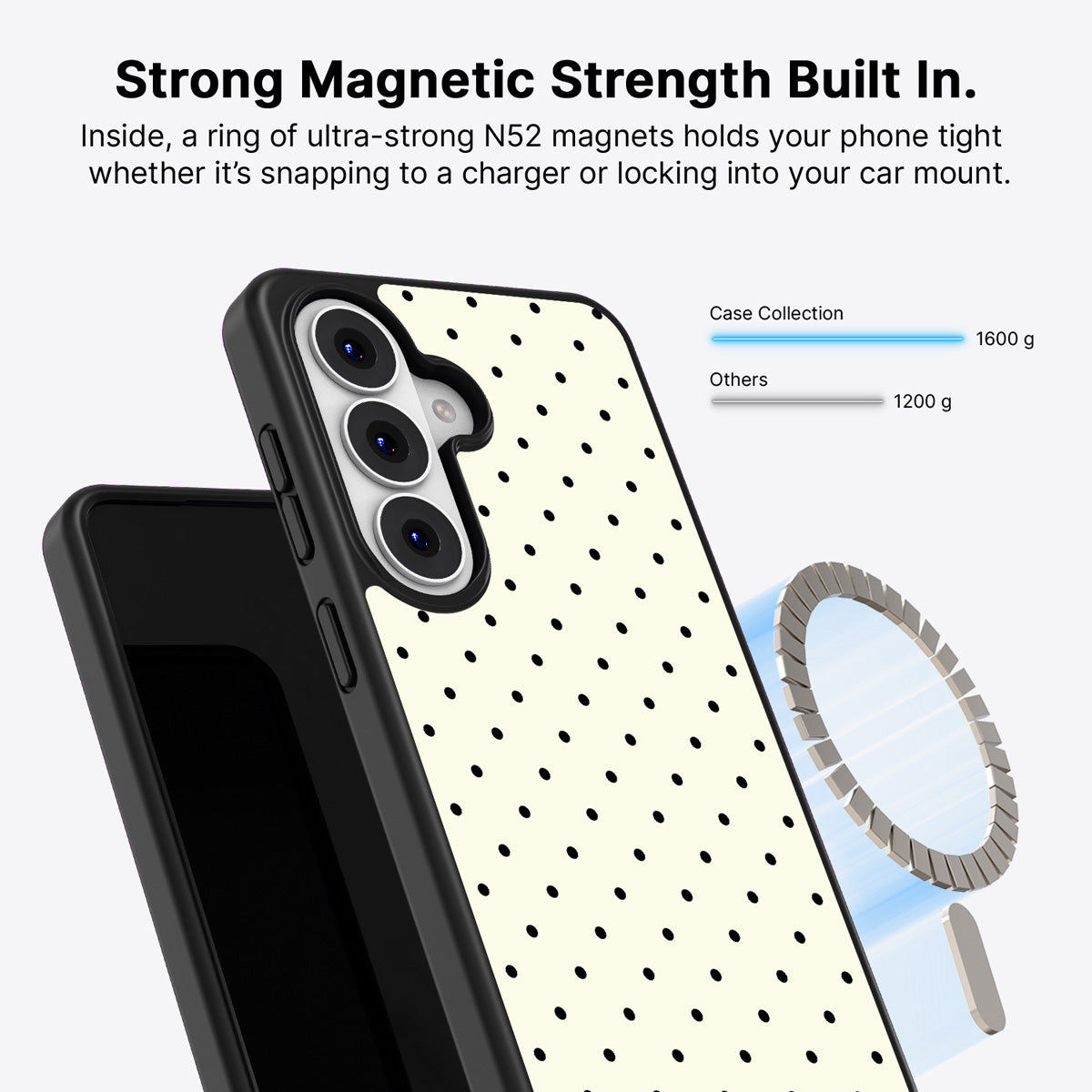 Samsung Galaxy S26 Plus Qi2 magnetic case with N52 magnets – Ivory Sprinkle design