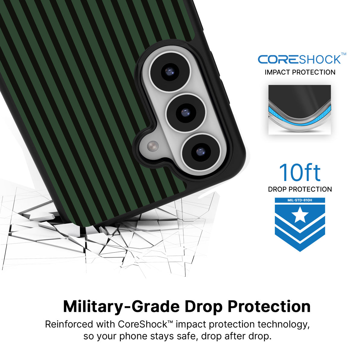 Jungle Rule Samsung Galaxy S26 Plus case with 10ft military-grade drop protection