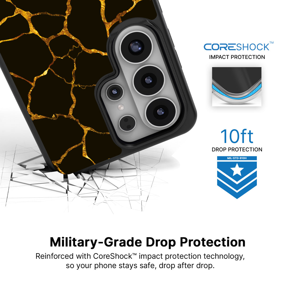 Kintsugi Samsung Galaxy S26 Ultra case with 10ft military-grade drop protection