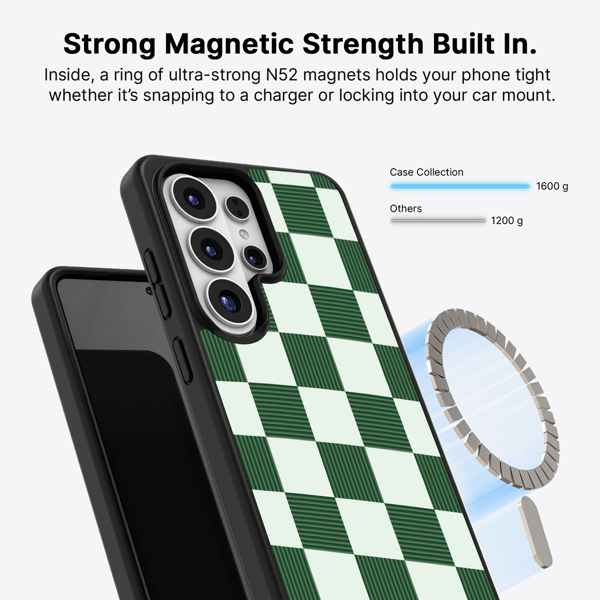 Samsung Galaxy S26 Ultra Qi2 magnetic case with N52 magnets – Luxe Emerald design