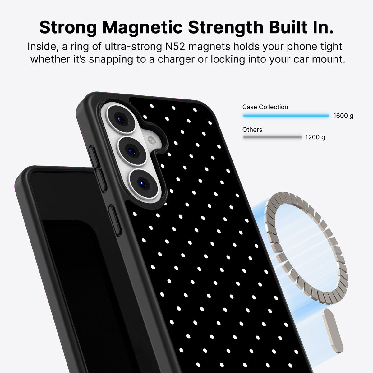 Samsung Galaxy S26 Plus Qi2 magnetic case with N52 magnets – Midnight Confetti design