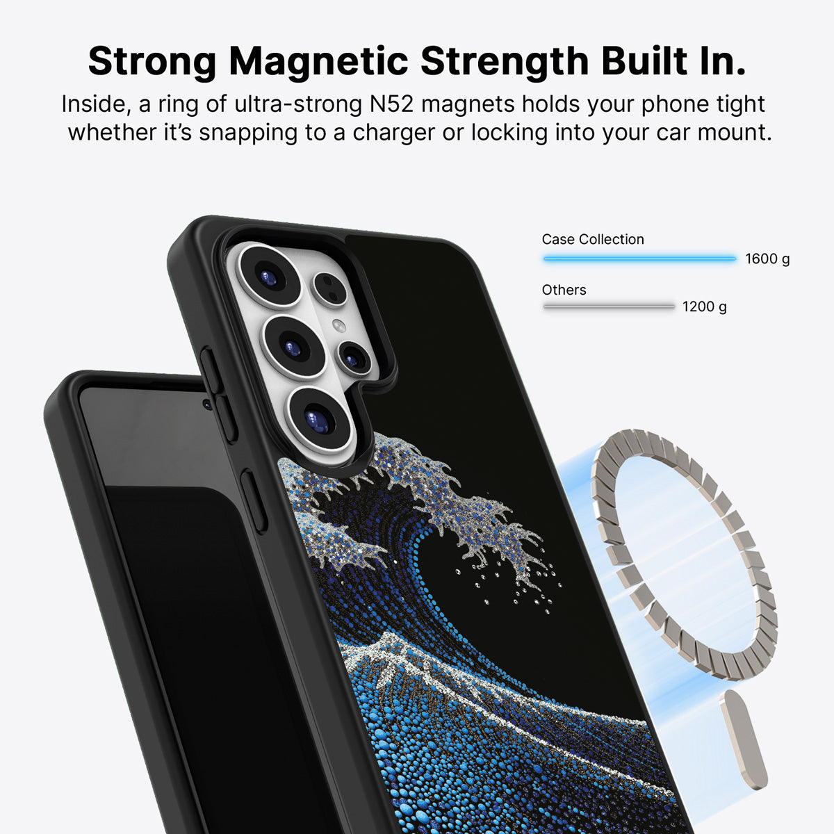 Samsung Galaxy S26 Ultra Qi2 magnetic case with N52 magnets – Midnight Tide design