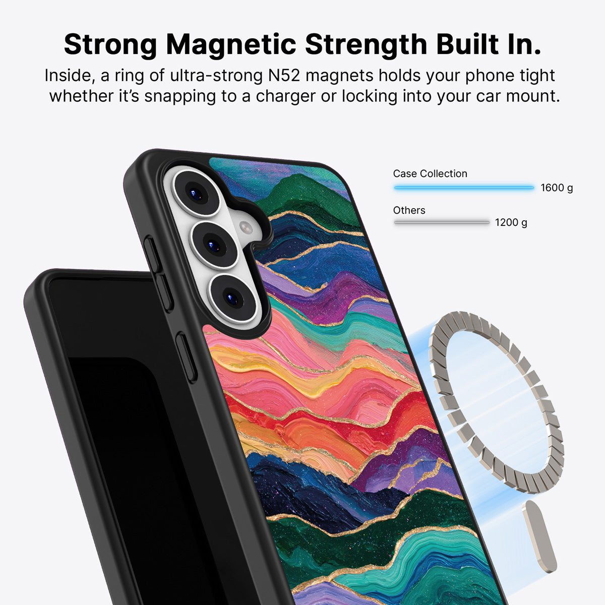 Samsung Galaxy S26 Plus Qi2 magnetic case with N52 magnets – Painted Peaks design