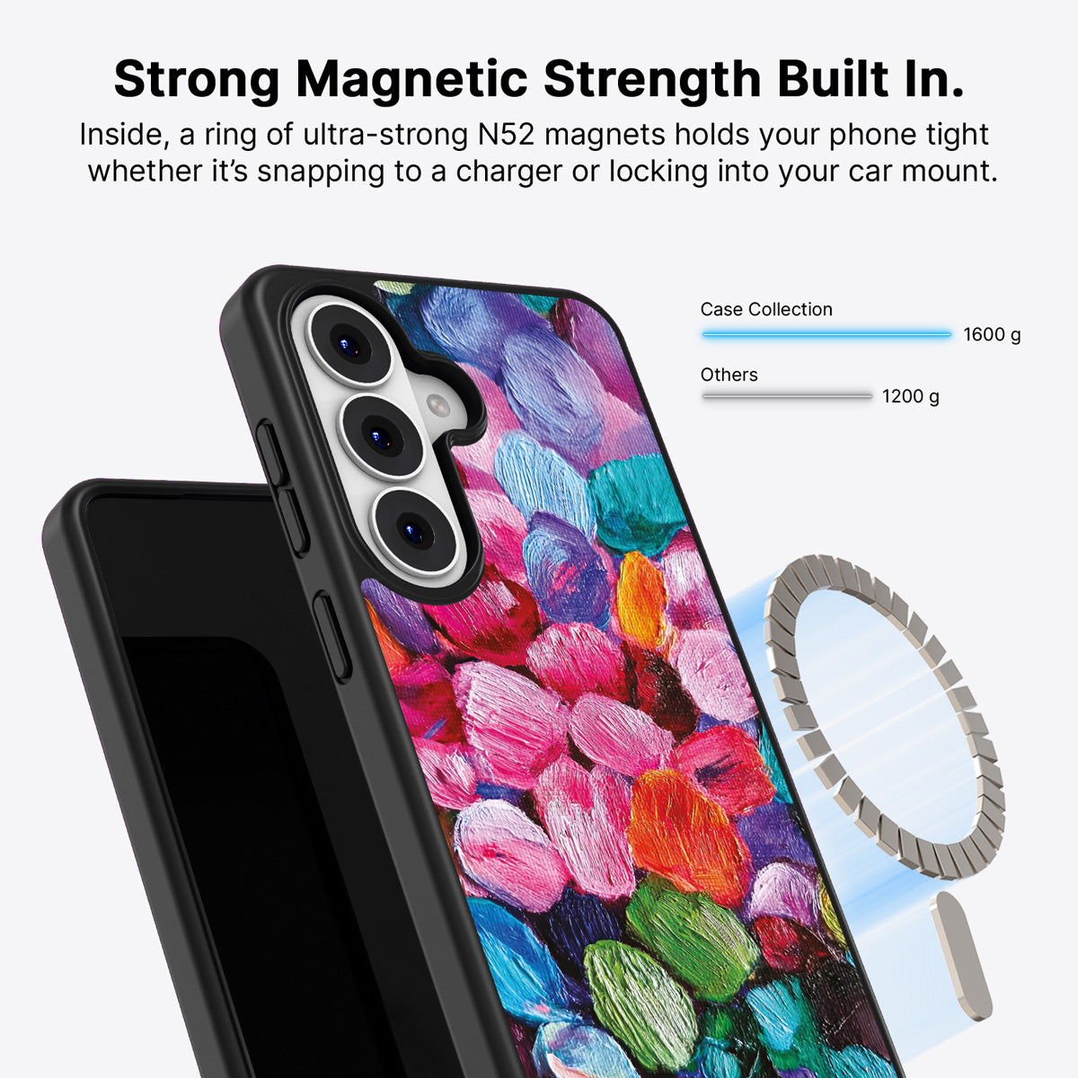 Samsung Galaxy S26 Qi2 magnetic case with N52 magnets – Petal Mosaic design