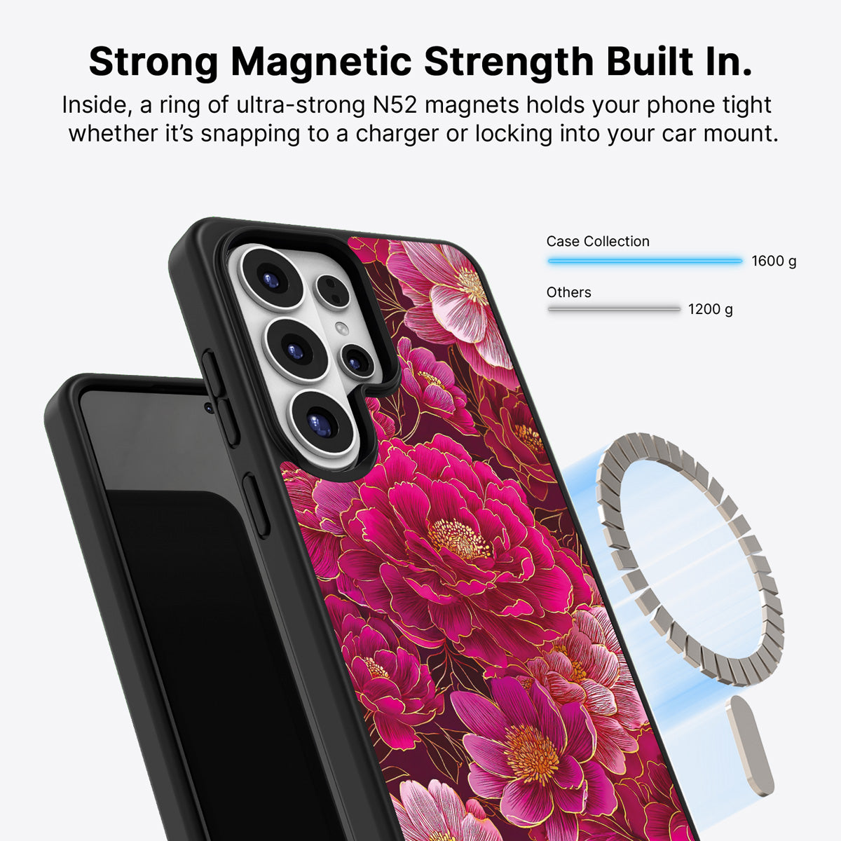 Samsung Galaxy S26 Ultra Qi2 magnetic case with N52 magnets – Pink Reverie design