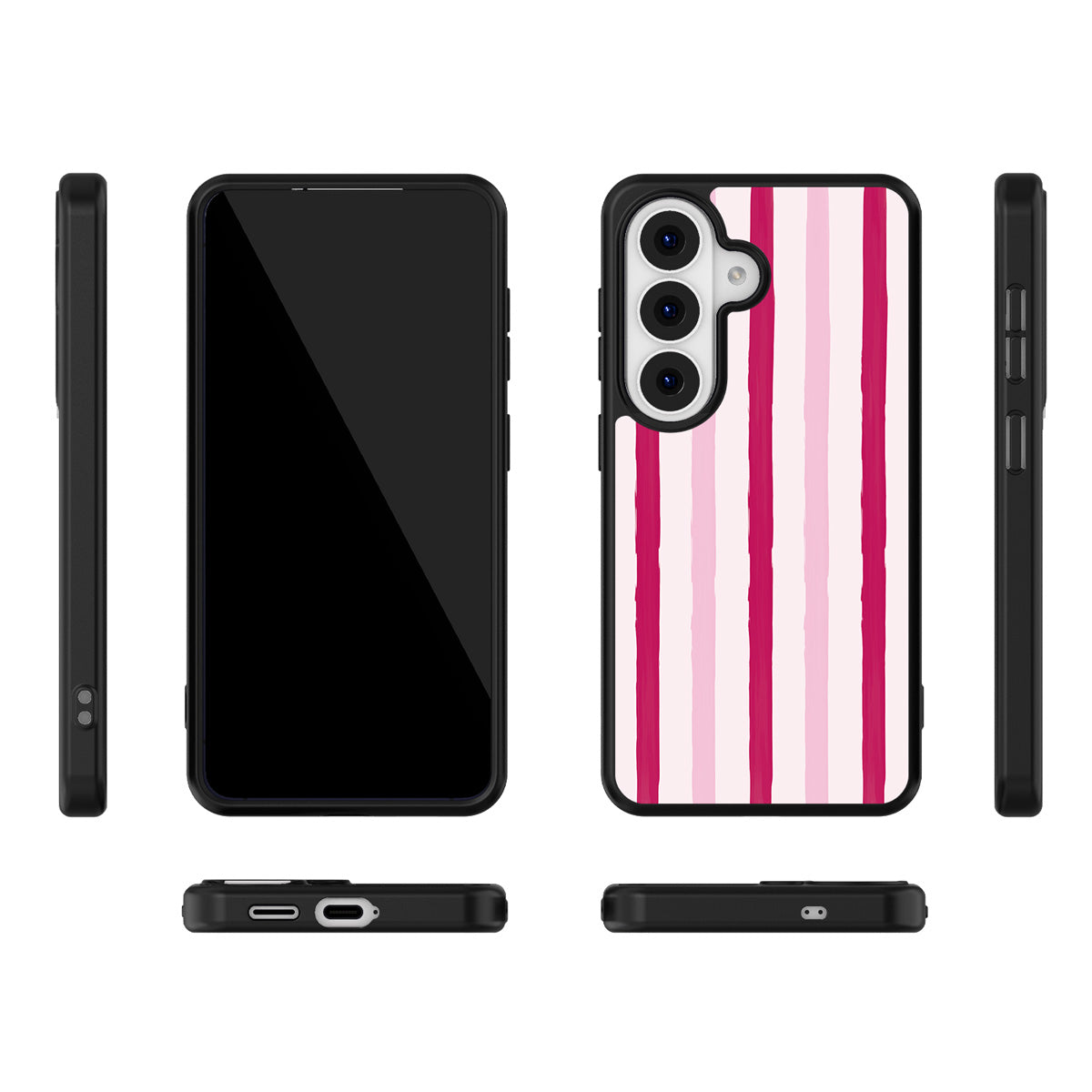 Pink Watercolor Stripes Samsung Galaxy S26 Plus case – multi-angle view