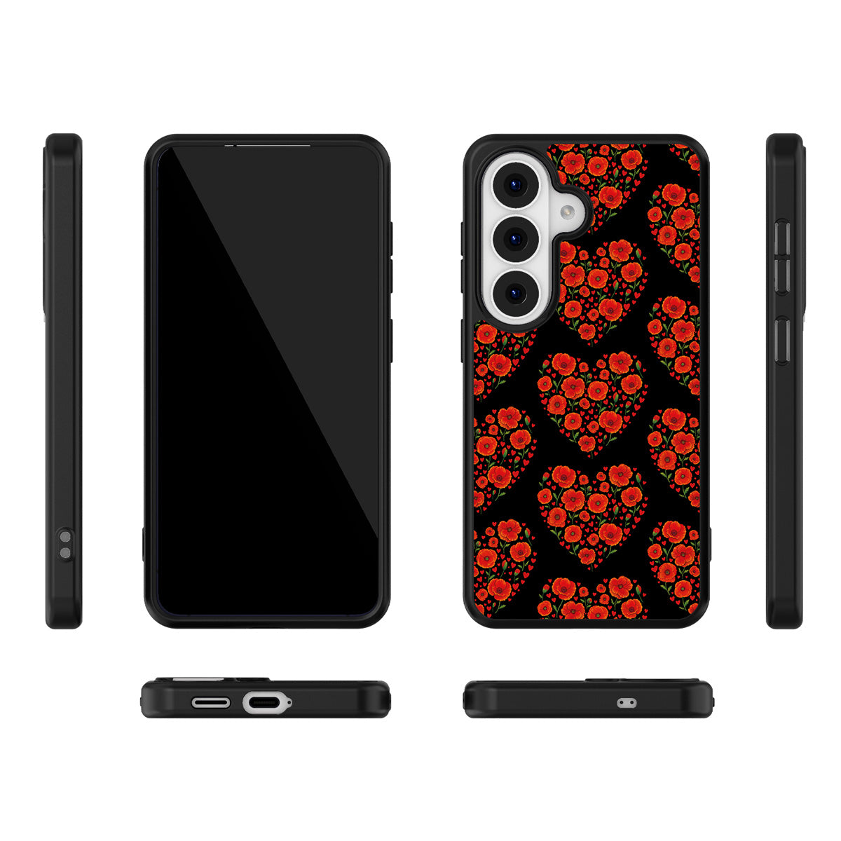 Poppy Heart Samsung Galaxy S26 case – multi-angle view