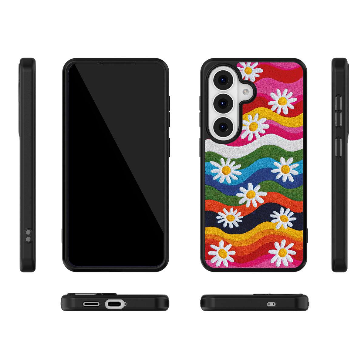 Rainbow Daisy Samsung Galaxy S26 Plus case – multi-angle view