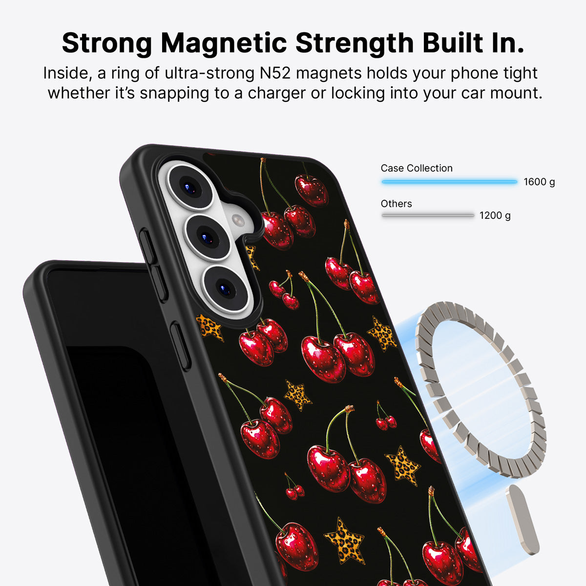 Samsung Galaxy S26 Plus Qi2 magnetic case with N52 magnets – Rebel Cherry design