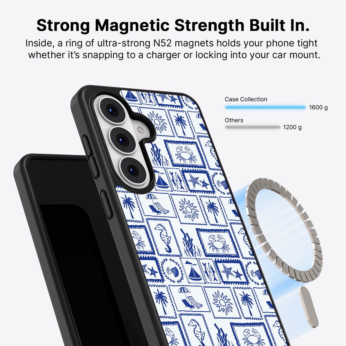 Samsung Galaxy S26 Qi2 magnetic case with N52 magnets – Seaside Sketches design