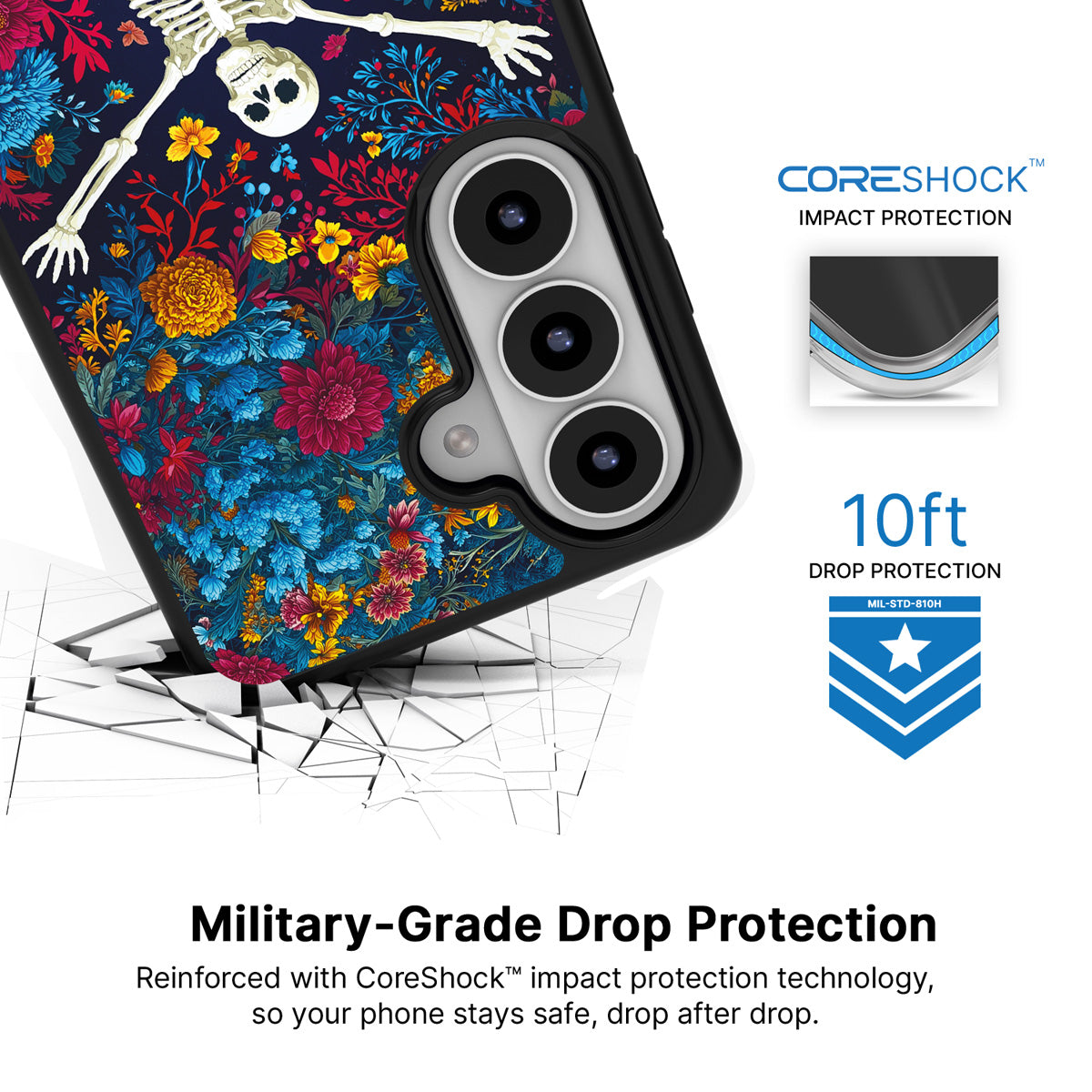 Skeleton Garden Samsung Galaxy S26 case with 10ft military-grade drop protection