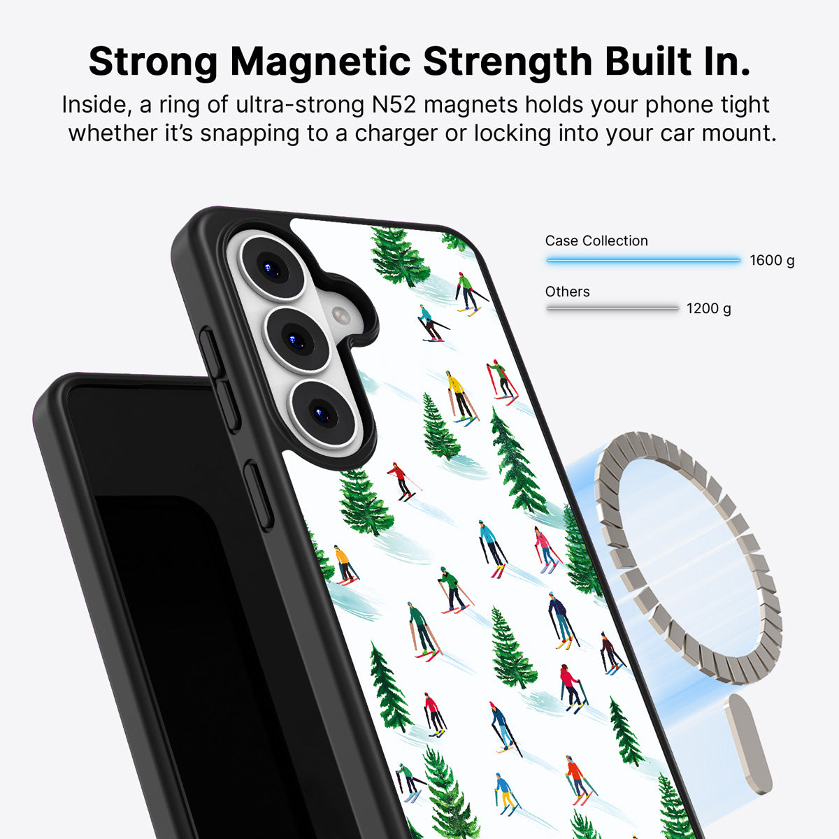 Samsung Galaxy S26 Plus Qi2 magnetic case with N52 magnets – Ski Club design