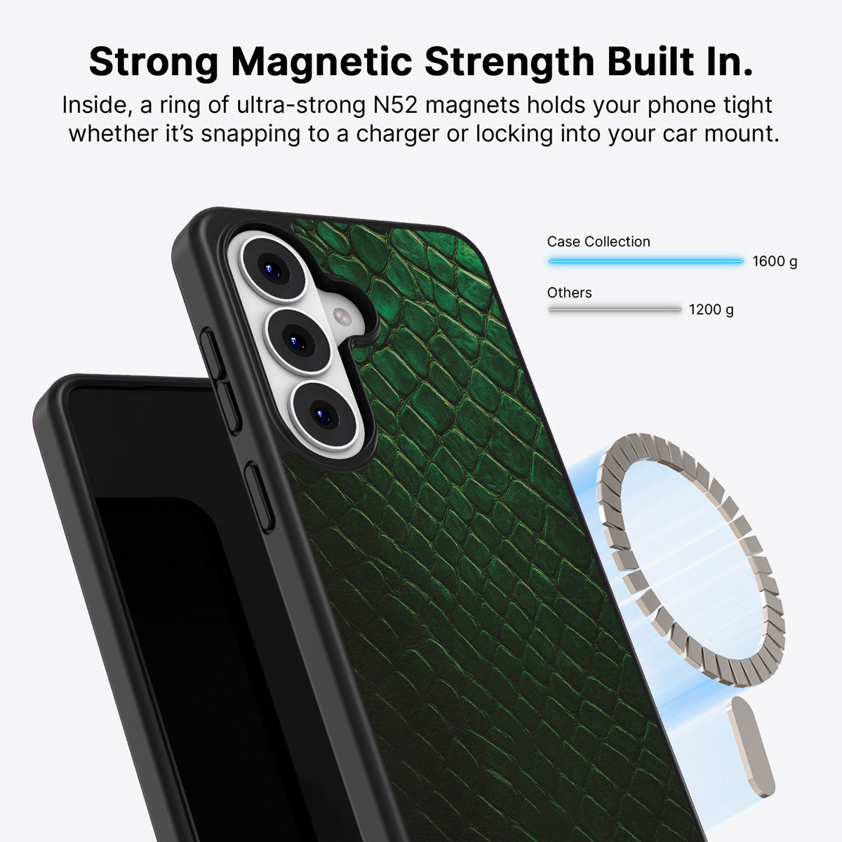 Samsung Galaxy S26 Qi2 magnetic case with N52 magnets – Slytherin Senses design
