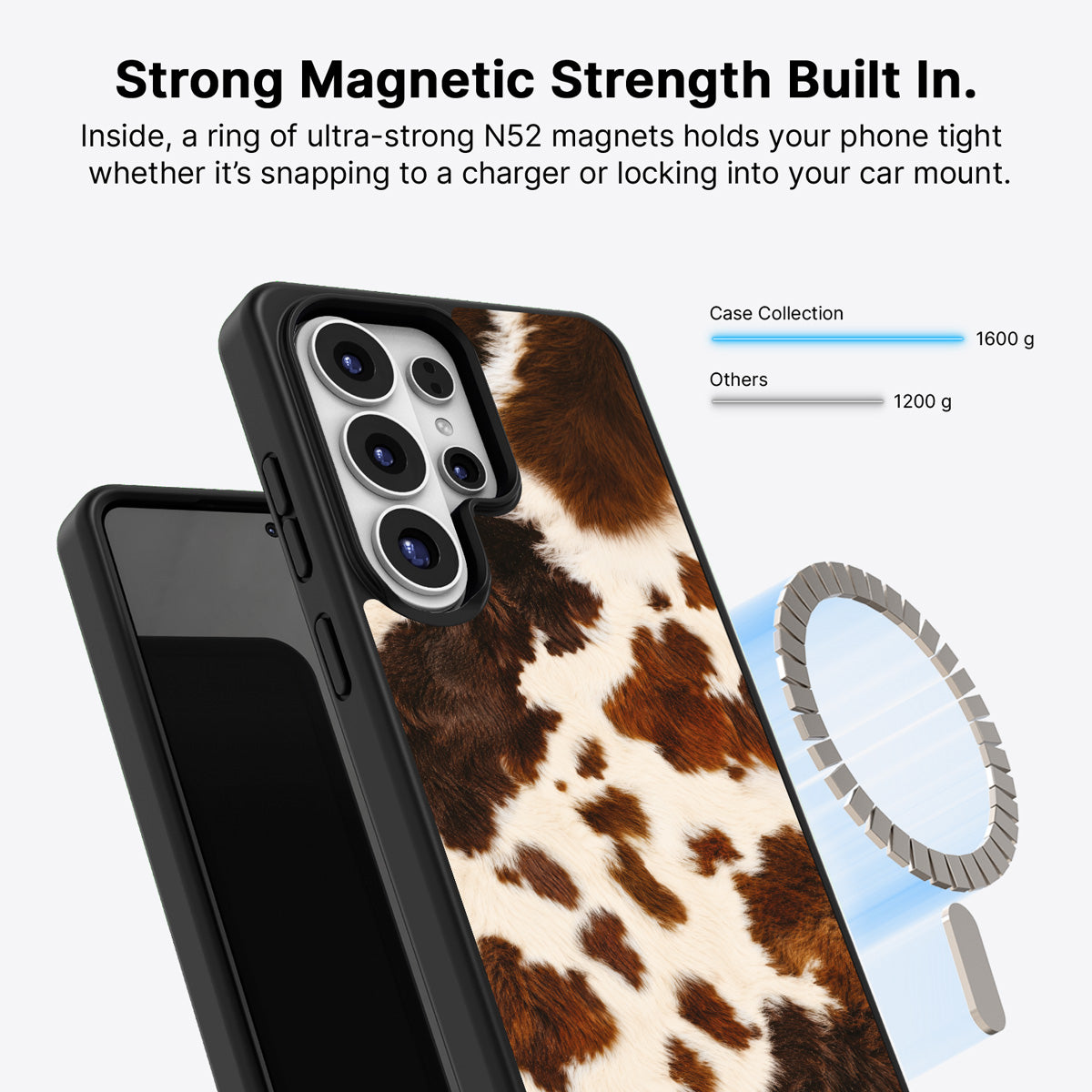 Samsung Galaxy S26 Ultra Qi2 magnetic case with N52 magnets – Swiss Cow design