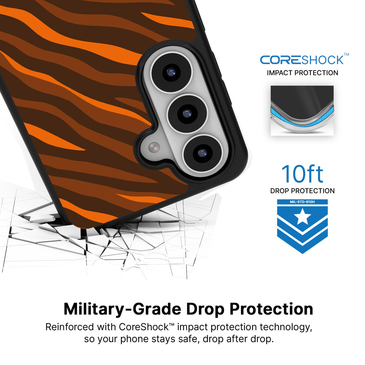 Tiger Trace Samsung Galaxy S26 Plus case with 10ft military-grade drop protection
