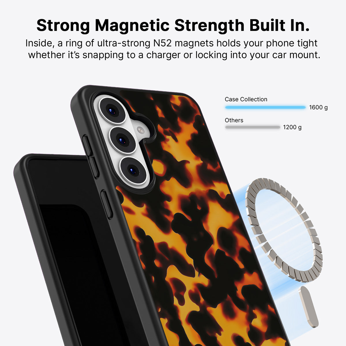 Samsung Galaxy S26 Plus Qi2 magnetic case with N52 magnets – Tortoise Shell design