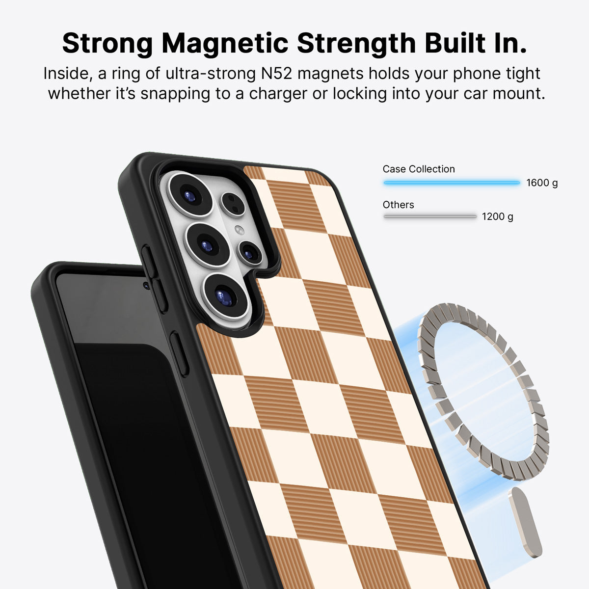 Samsung Galaxy S26 Ultra Qi2 magnetic case with N52 magnets – Vintage Mocha design