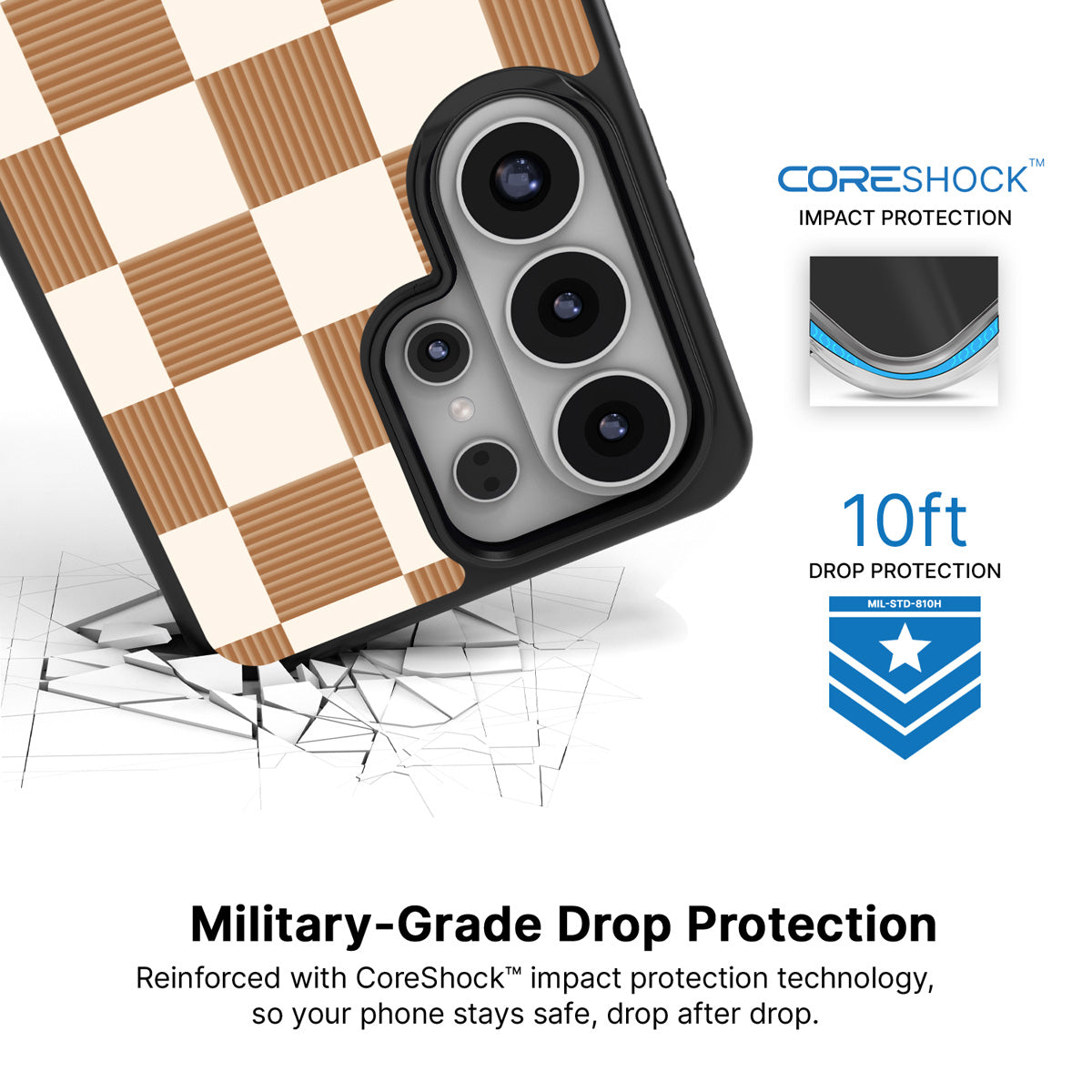 Vintage Mocha Samsung Galaxy S26 Ultra case with 10ft military-grade drop protection