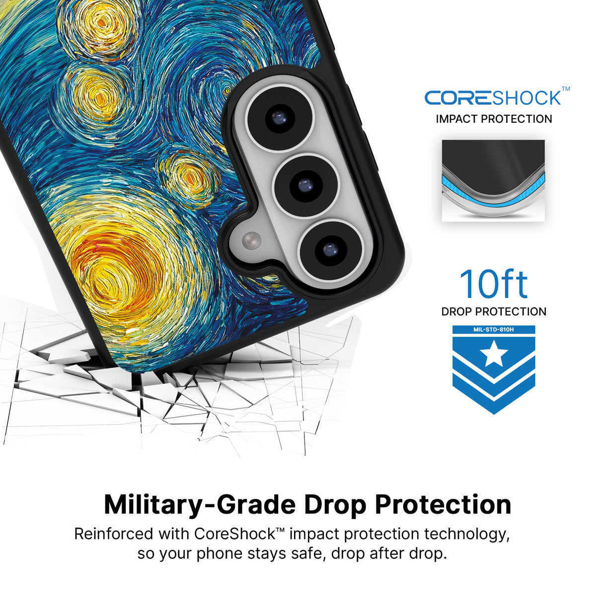 Astral Waves Samsung Galaxy S26 Plus case with 10ft military-grade drop protection