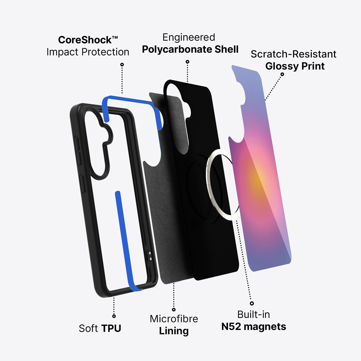 Samsung Galaxy S26 case construction and features – Aura Glow phone case