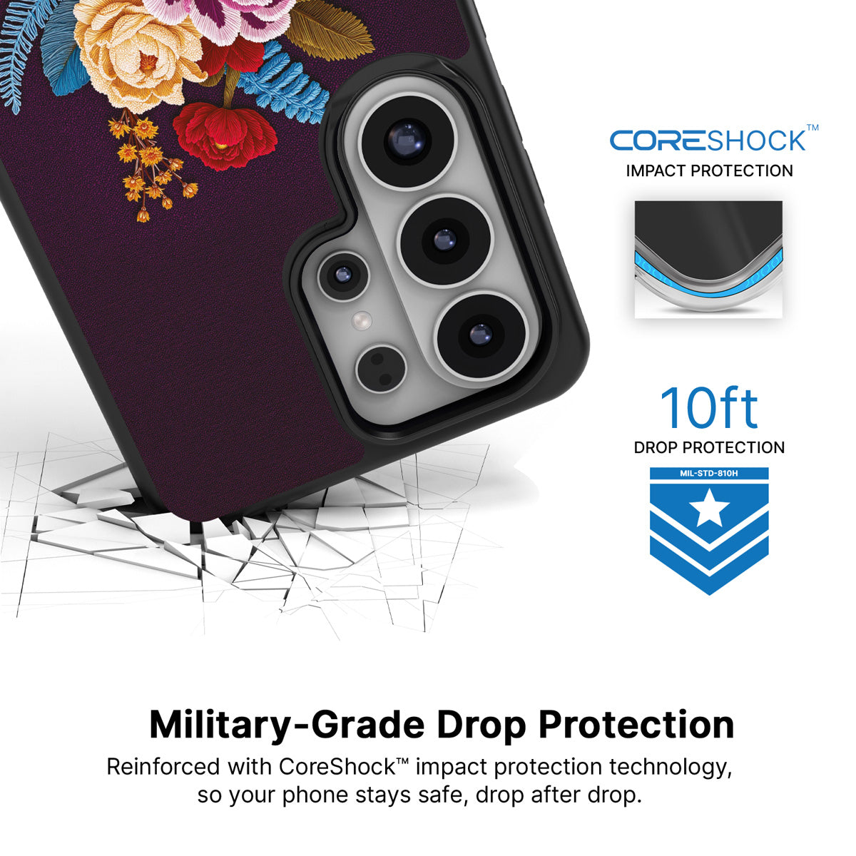 Baroque Bloom Samsung Galaxy S26 Ultra case with 10ft military-grade drop protection