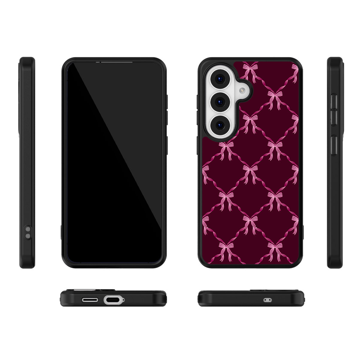 Bordeaux Bow Samsung Galaxy S26 case – multi-angle view