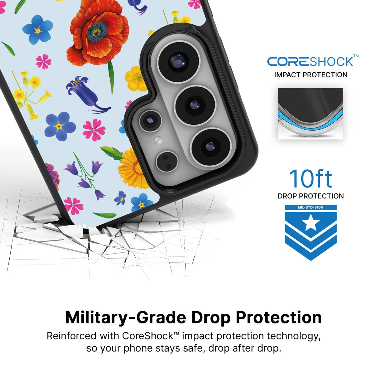British Wildflowers Samsung Galaxy S26 Ultra case with 10ft military-grade drop protection