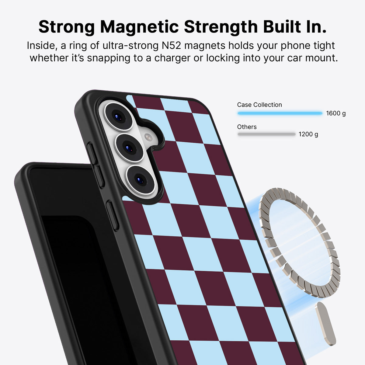Samsung Galaxy S26 Qi2 magnetic case with N52 magnets – Cabernet Tile design