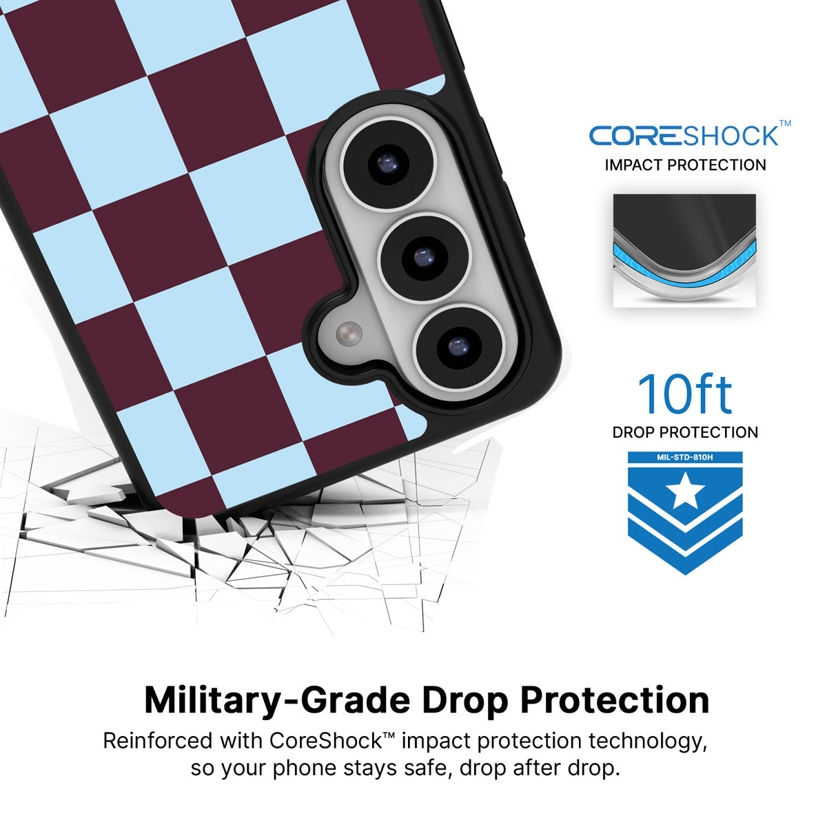 Cabernet Tile Samsung Galaxy S26 case with 10ft military-grade drop protection