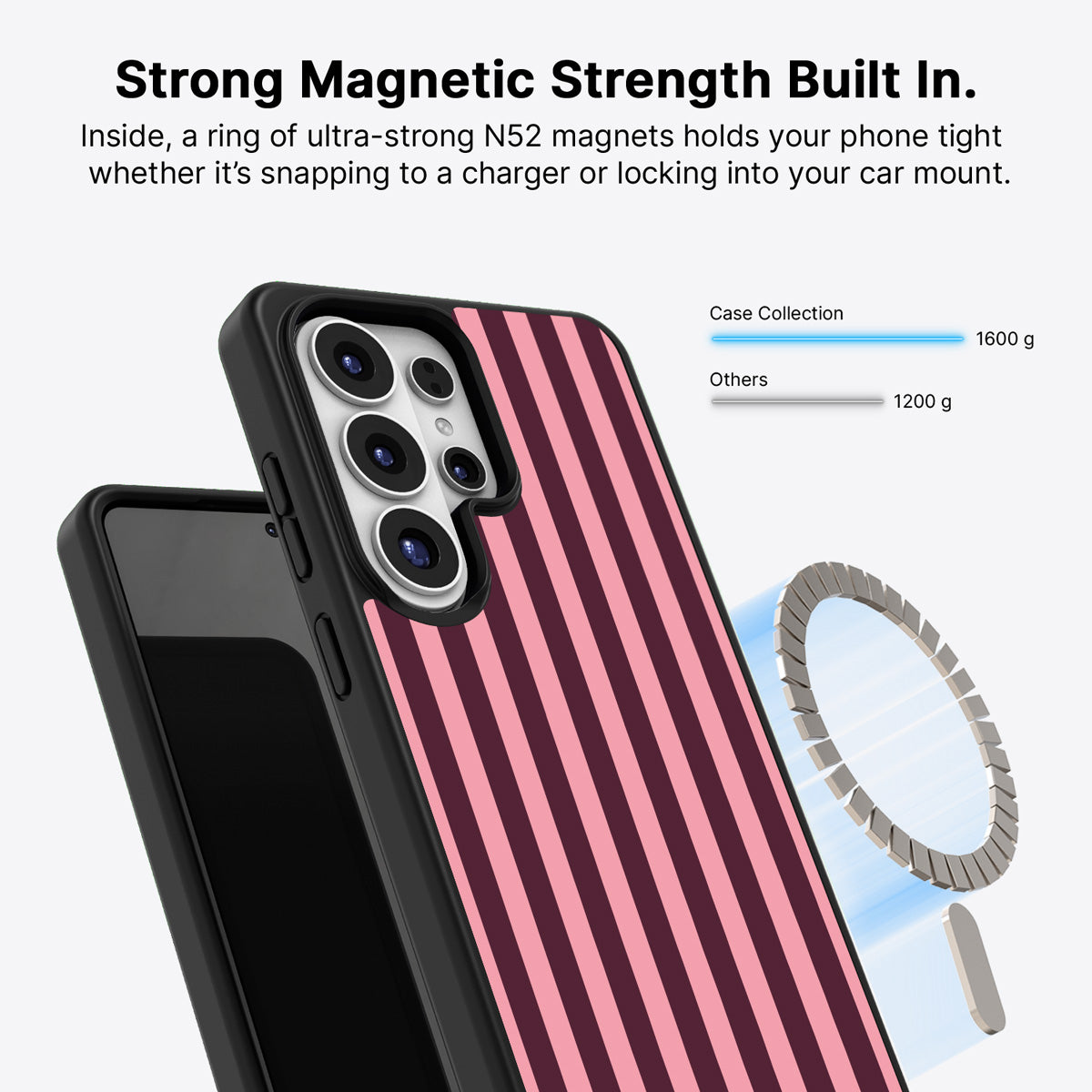 Samsung Galaxy S26 Ultra Qi2 magnetic case with N52 magnets – Candy Column design