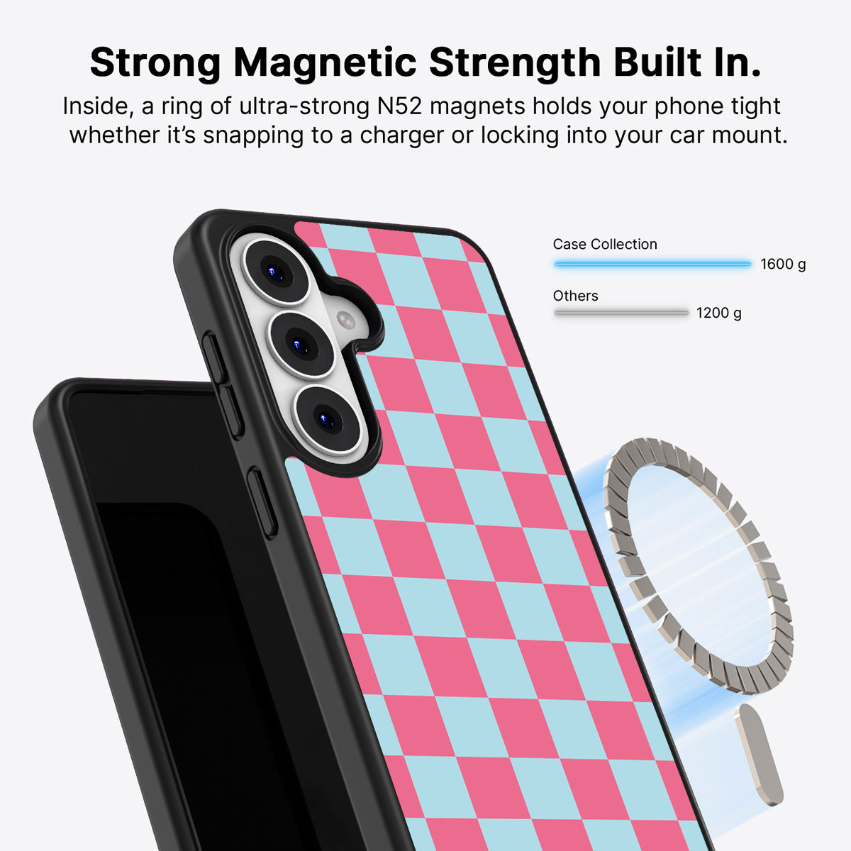 Samsung Galaxy S26 Qi2 magnetic case with N52 magnets – Candy Floss design