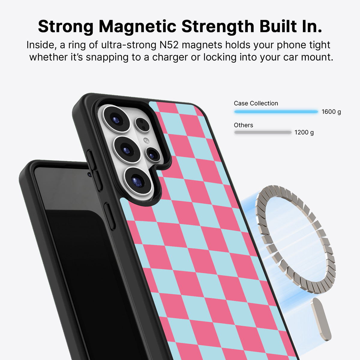 Samsung Galaxy S26 Ultra Qi2 magnetic case with N52 magnets – Candy Floss design