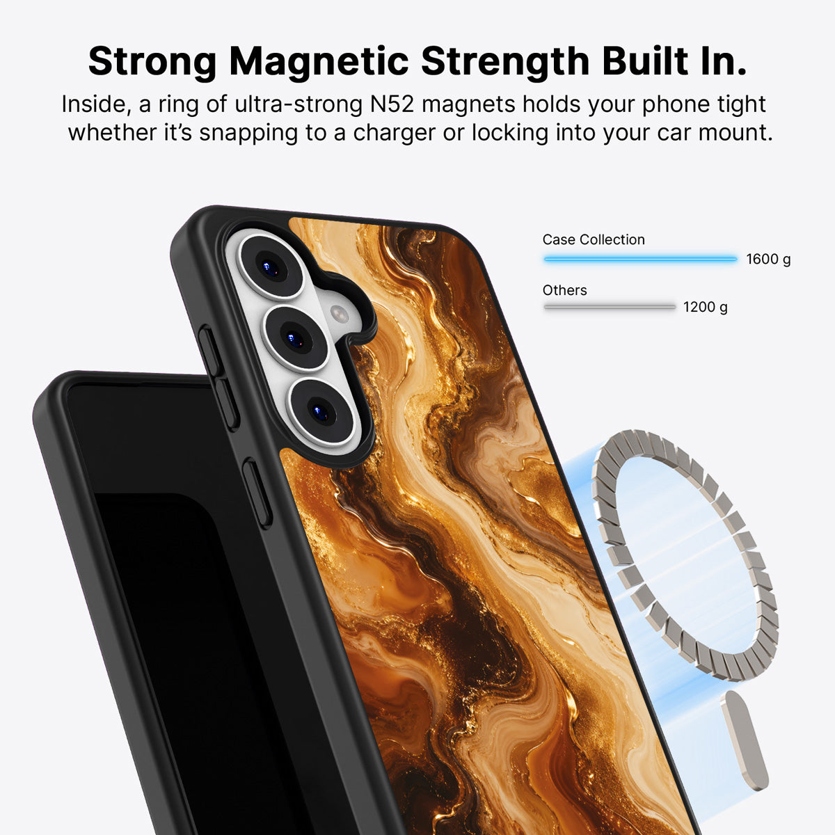 Samsung Galaxy S26 Plus Qi2 magnetic case with N52 magnets – Caramel Swirl design