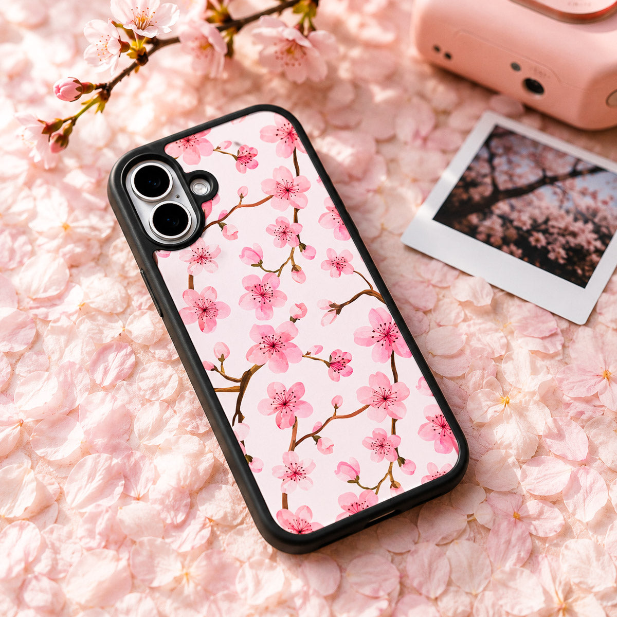 Pink Floral Designer iPhone 16 Plus Case – Cherry Blossom | MagSafe — view 2