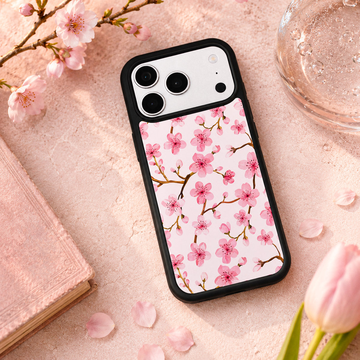 Pink Floral Designer iPhone 17 Pro Max Case – Cherry Blossom | MagSafe — view 2