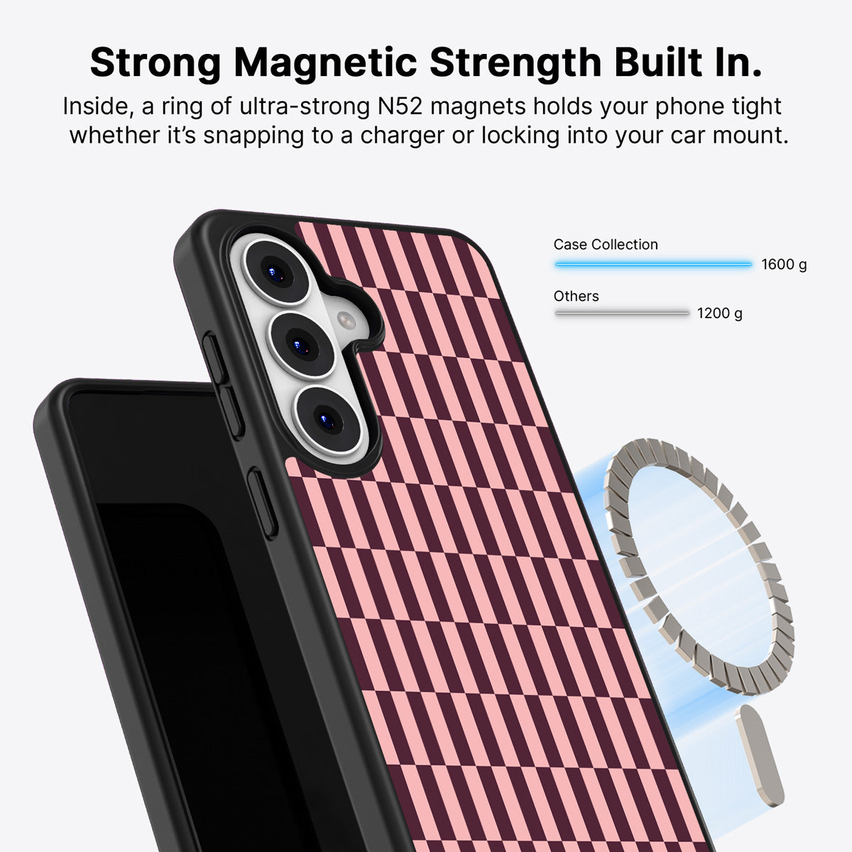 Samsung Galaxy S26 Plus Qi2 magnetic case with N52 magnets – Claret Stack design