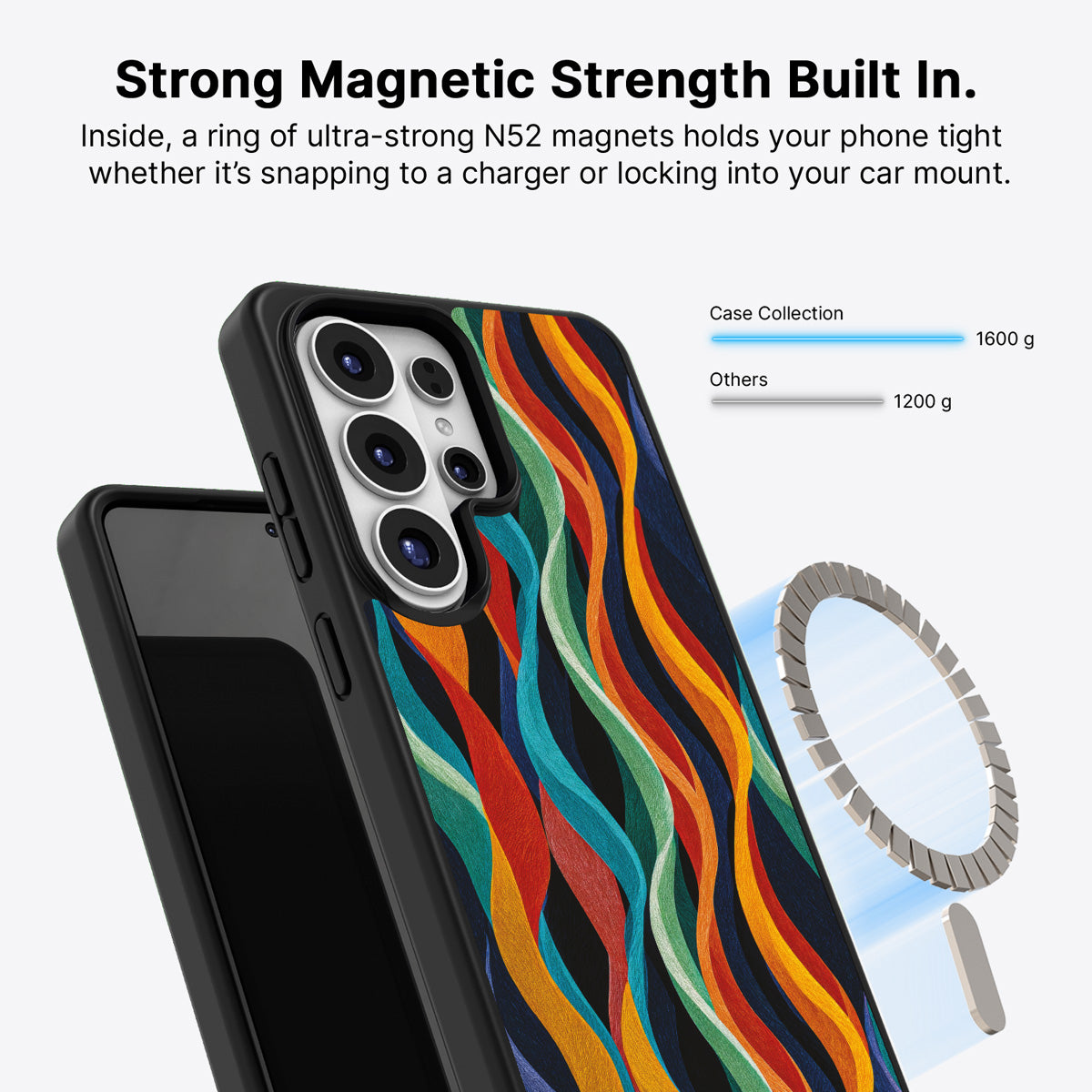 Samsung Galaxy S26 Ultra Qi2 magnetic case with N52 magnets – Coastal Waves design