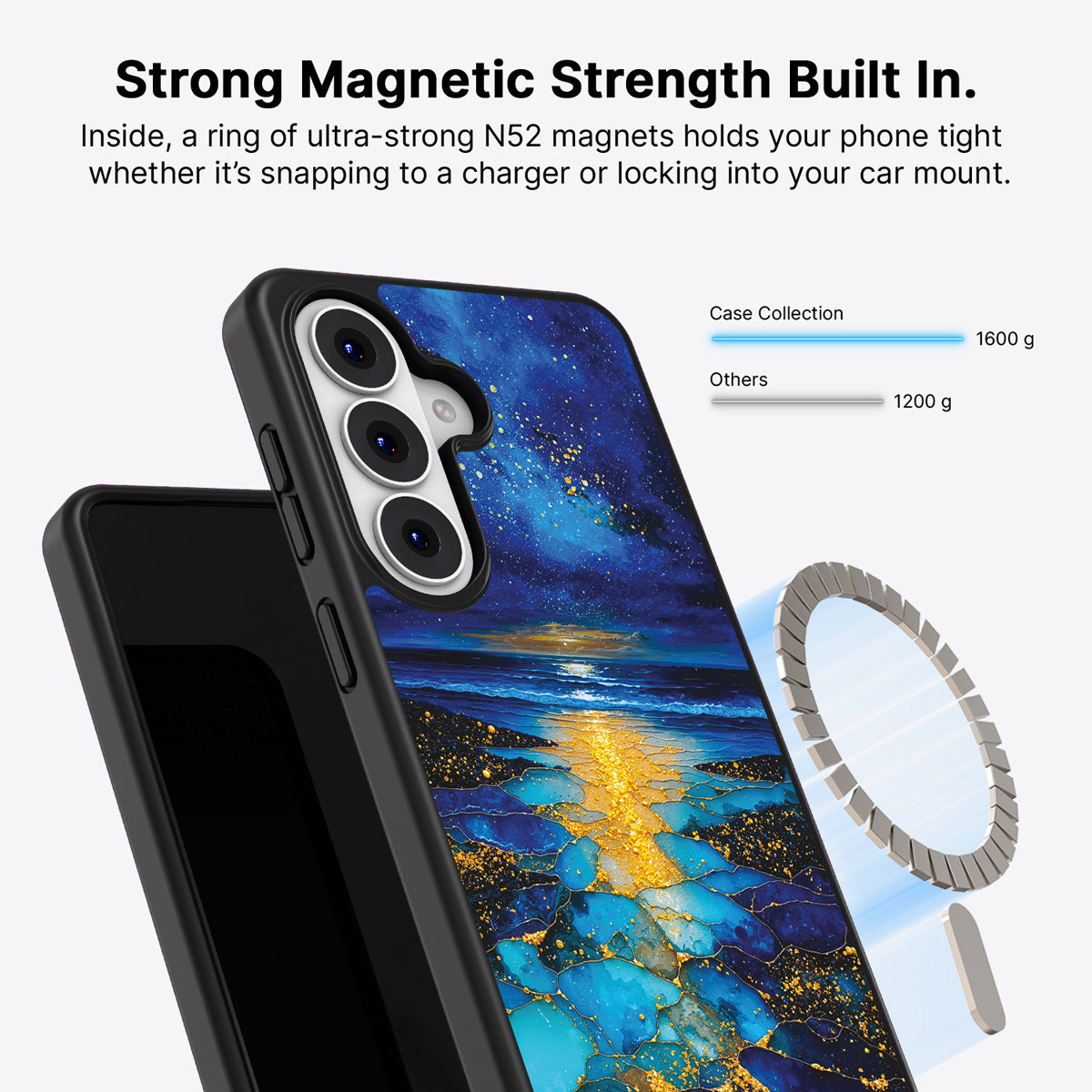 Samsung Galaxy S26 Plus Qi2 magnetic case with N52 magnets – Cosmic Seascape design
