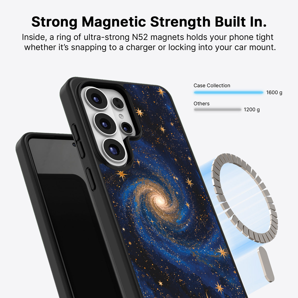 Samsung Galaxy S26 Ultra Qi2 magnetic case with N52 magnets – Cosmic Tide design
