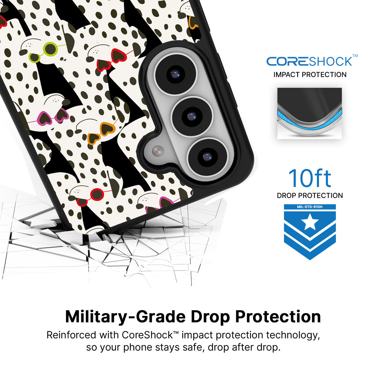 Dalmatian Dog Samsung Galaxy S26 case with 10ft military-grade drop protection