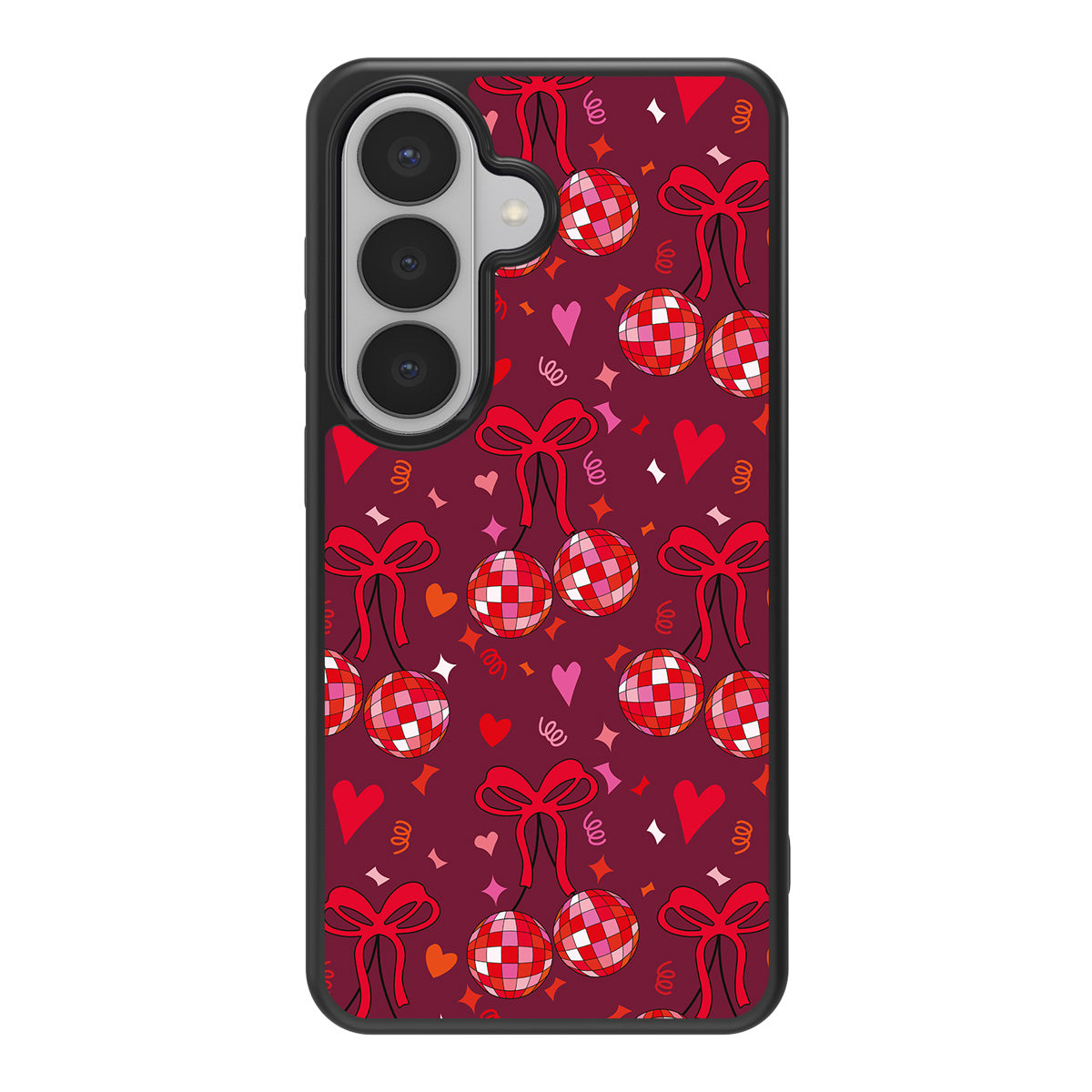 Disco Cherries design back view – Samsung Galaxy S26 Plus case