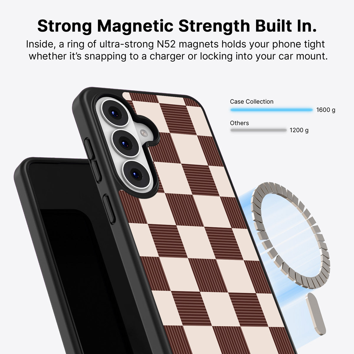 Samsung Galaxy S26 Plus Qi2 magnetic case with N52 magnets – Elegance Espresso design