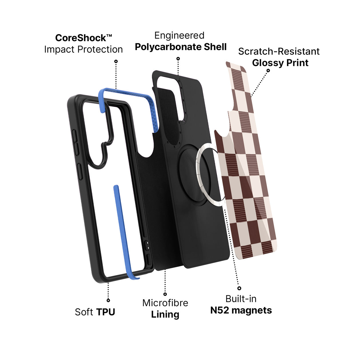 Samsung Galaxy S26 Ultra case construction and features – Elegance Espresso phone case